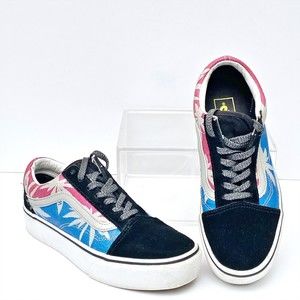 Vans Old Skool Platform After Dark Pink Blue Black Summer Leaf Suede Womens 7.5